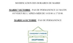 MODIFICATION HORAIRES DE MAIRIE